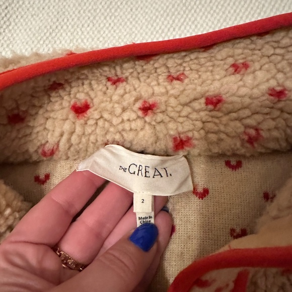 The Great fleece pullover oat/red - Picture 3 of 4